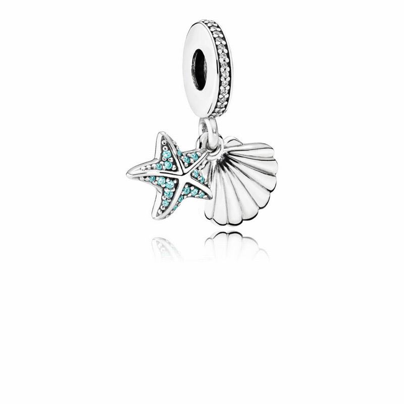 Pandora Tropical Starfish & Sea Shell Dangle Charm NZ, Sterling Silver (592146-ZOM)